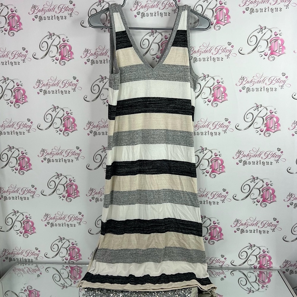 GAP dress striped long maxi Black, Gray, and Cream Maxi Dress